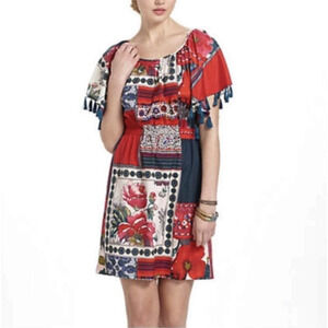 Anthropologie Vanessa Virgina Mini Dress Medium Persian Rose Patchwork Boho